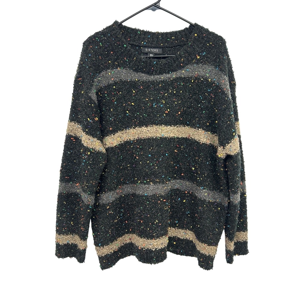 Oversized Fuzzy Confetti Boucle Sweater M Oversized Grandpa Indie Cozy Colorful